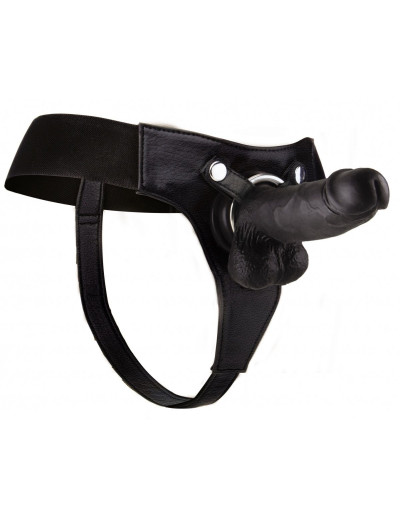 Чёрный страпон  Realistic 8 Inch Strap-On - 20 см.