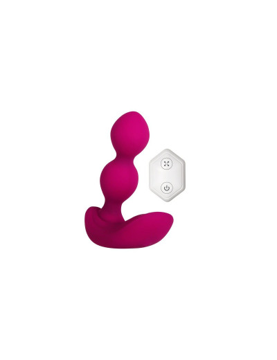 Розовые анальные шарики с вибрацией и расширением Bubble Butt - 12,3 см.