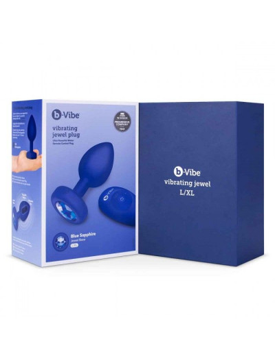 Синяя вибропробка Vibrating Jewel Plug L/XL - 11 см.