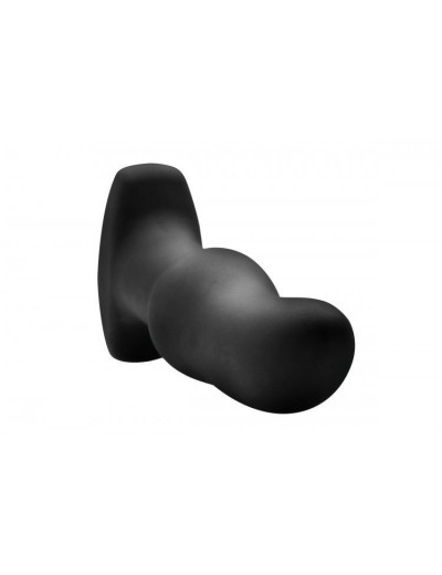 Черная вибропробка Model M Curved Rimming Plug with Remote - 15 см.
