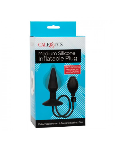 Расширяющаяся анальная пробка со съемным шлангом Medium Silicone Inflatable Plug - 10,75 см.