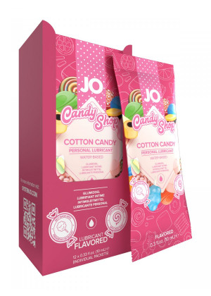 Смазка на водной основе Candy Shop Cotton Candy с ароматом сладкой ваты - 12 саше по 10 мл.