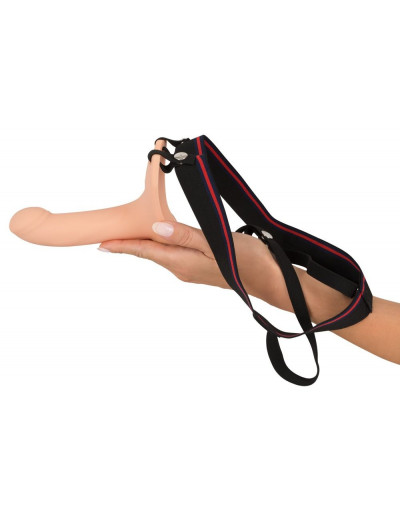 Силиконовый полый страпон на ремнях Silicone Strap-on - 16 см.