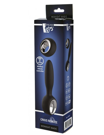 Черный анальный вибромассажер CRIUS REMOTE - 9,5 см.