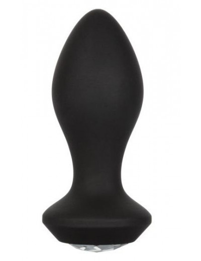 Черная анальная пробка с вибрацией и кристаллом Power Gem Vibrating Crystal Probe - 10,75 см.
