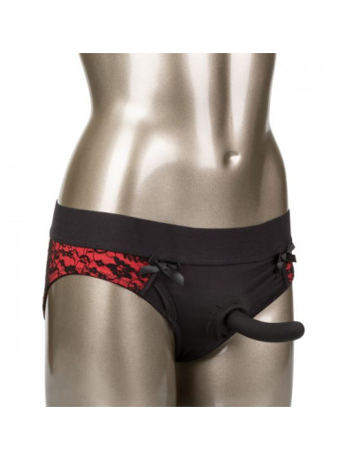 Красно-черные страпон-трусики Pegging Panty Set - размер L-XL