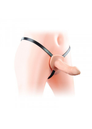 Телесный универсальный полый страпон Unisex Hollow Strap On - 17 см.