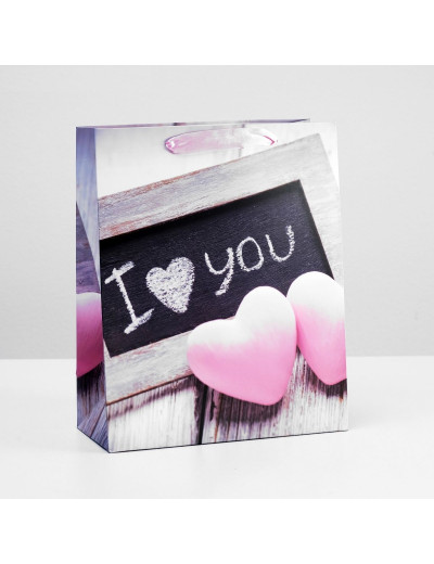 Подарочный пакет  I love you  - 32 х 26 см.