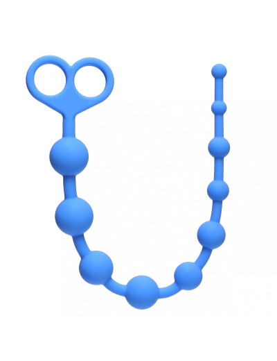 Голубая анальная цепочка Orgasm Beads - 33,5 см.