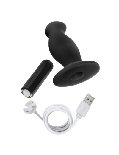 Черный анальный вибромассажёр Silicone Vibrating Prostate Massager 02 - 10,8 см.
