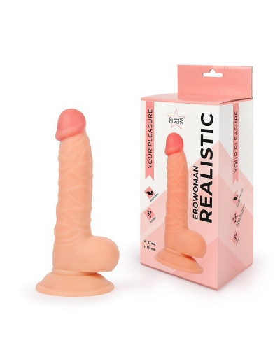 Телесный фаллоимитатор Erowoman - 19,5 см.