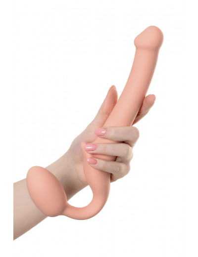 Телесный безремневой страпон Silicone Bendable Strap-On S