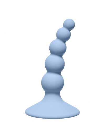 Голубая анальная пробка Ribbed Plug Blue - 10,5 см.