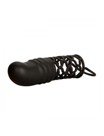 Черная удлиняющая насадка на пенис Silicone 2 Extension - 14,5 см.