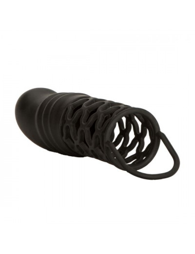 Черная удлиняющая насадка на пенис Silicone 2 Extension - 14,5 см.