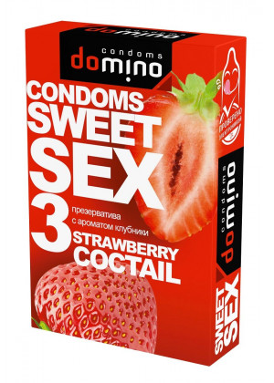 Презервативы для орального секса DOMINO Sweet Sex с ароматом клубничного коктейля  - 3 шт.