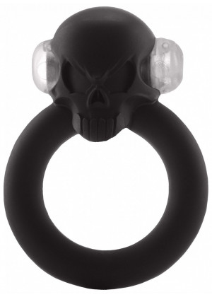 Чёрное виброкольцо Shadow Skull Cockring с черепом