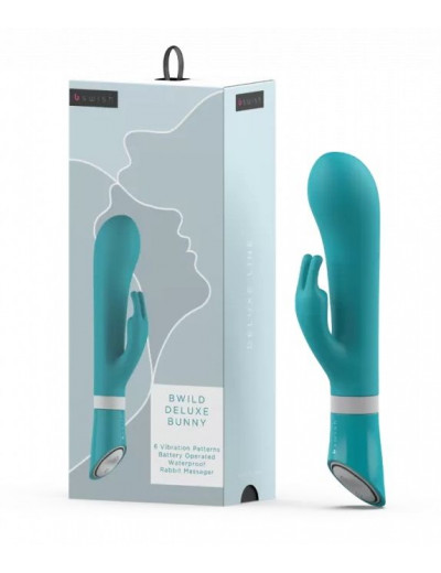 Бирюзовый вибратор-кролик Bwild Deluxe Bunny - 19,3 см.