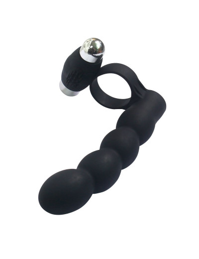 Черная вибронасадка для двойного проникновения Double Penetration Beads