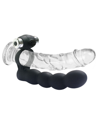 Черная вибронасадка для двойного проникновения Double Penetration Beads