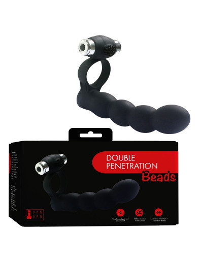 Черная вибронасадка для двойного проникновения Double Penetration Beads
