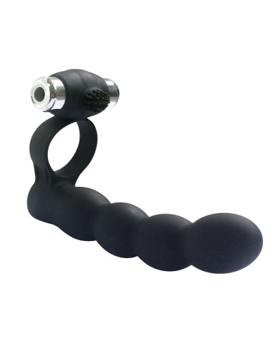 Черная вибронасадка для двойного проникновения Double Penetration Beads