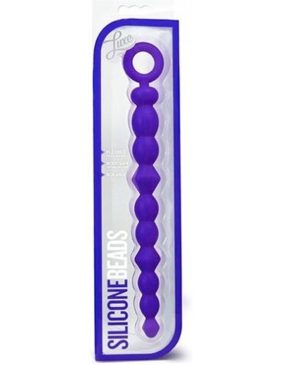 Синяя силиконовая анальная цепочка SILICONE BEADS INDIGO - 24,6 см.