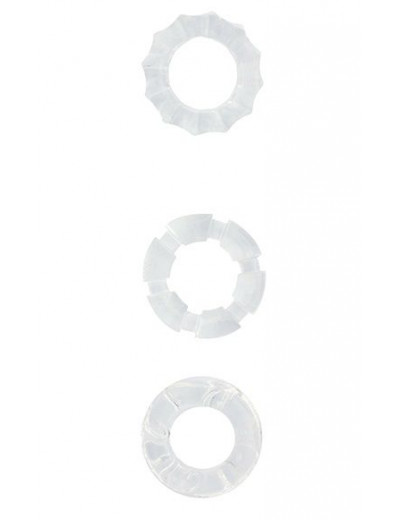 Набор из 3 прозрачных эрекционных колец MENZSTUFF STRETCHY COCK RINGS