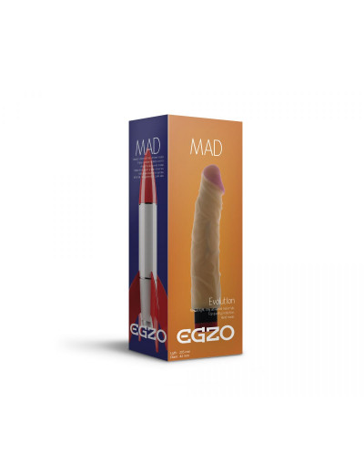 Реалистичный мультискоростной вибратор без мошонки Mad Rocket - 20,5 см.