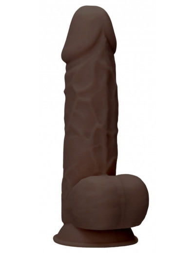 Коричневый фаллоимитатор Silicone Dildo With Balls - 21,6 см.