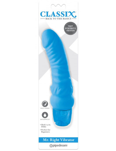 Голубой вибромассажер Classix Mr. Right Vibrator - 18,4 см.