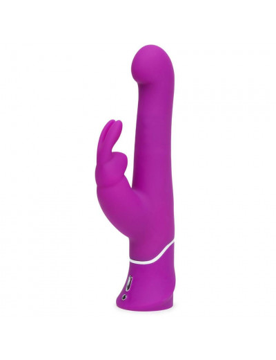 Фиолетовый вибратор с клиторальным стимулятором Beaded G-Spot Rechargeable Rabbit Vibrator - 24 см.