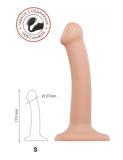 Телесный фаллос на присоске Silicone Bendable Dildo S - 17 см.