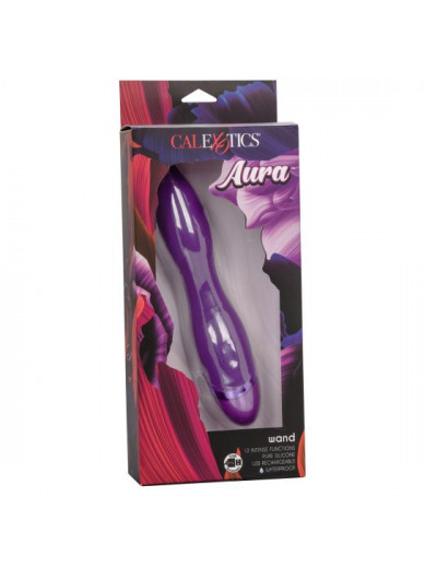 Фиолетовый вибромассажер Aura Wand - 21,5 см.