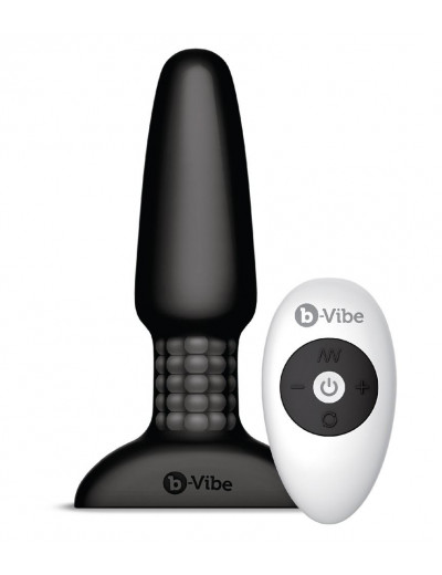 Чёрная вибровтулка с ротацией шариков RIMMING REMOTE CONTROL PLUG BLACK - 15,2 см.