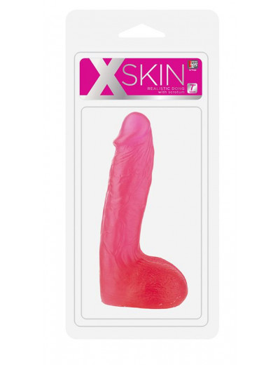Розовый фаллоимитатор XSKIN 7 PVC DONG - 18 см.