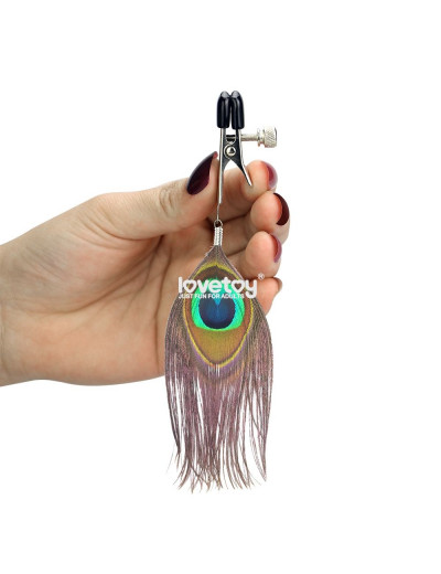 Зажимы на соски с павлиньими перьями Nipple Clamp With Peacock Feather Trim