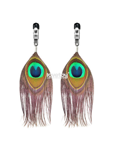 Зажимы на соски с павлиньими перьями Nipple Clamp With Peacock Feather Trim