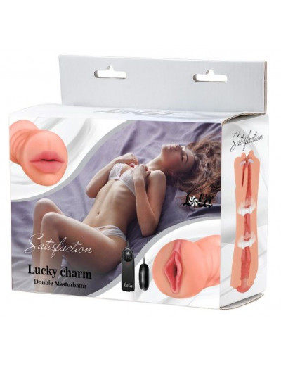 Двусторонний мастурбатор с вибропулей Satisfaction Lucky charm