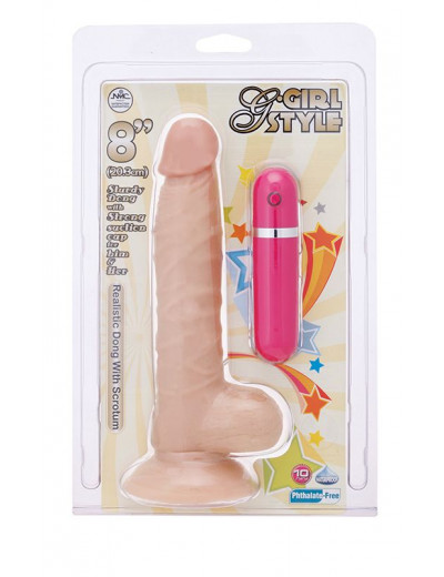 Телесный вибратор-реалистик на присоске G-GIRL STYLE 8INCH VIBRATING DONG - 20,3 см.