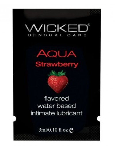 Лубрикант с ароматом клубники Wicked Aqua Strawberry - 3 мл.