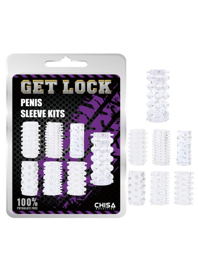Набор из 7 прозрачных насадок на пенис Get Lock