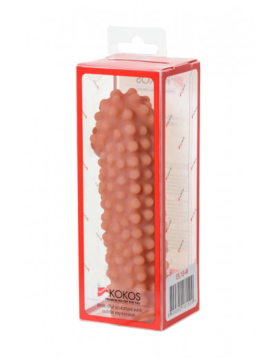 Телесная насадка на фаллос с бугорками Extreme Sleeve 010 M-size - 14 см.
