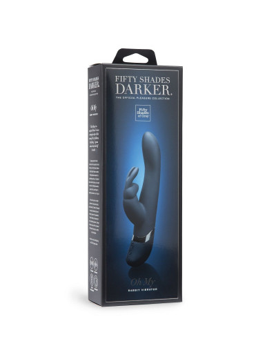 Тёмно-синий вибратор Oh My USB Rechargeable Rabbit Vibrator - 25,4 см.