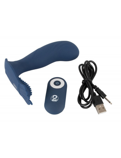 Синий вибростимулятор простаты Vibrating Butt Plug - 11,7 см.