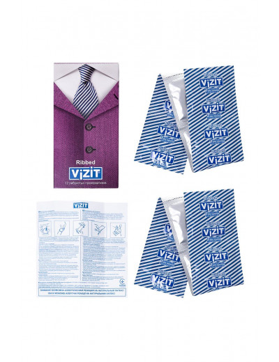 Ребристые презервативы VIZIT Ribbed - 12 шт.