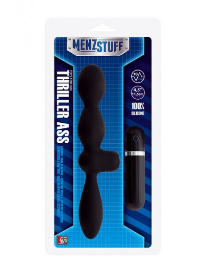Чёрная двусторонняя вибровтулка  MENZSTUFF THRILLER ASS DUAL HEAD