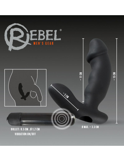 Чёрный анальный вибратор для стимуляции простаты Rebel