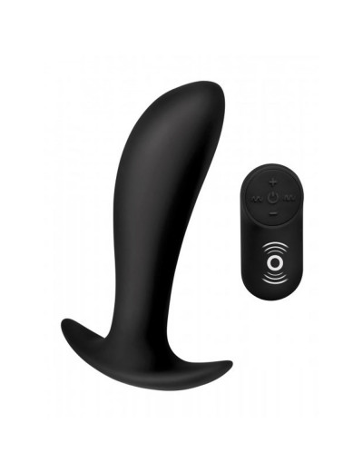 Черный стимулятор простаты Silicone Prostate Vibrator with Remote Control - 12 см.