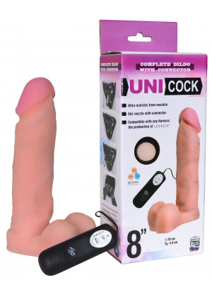 Фаллическая насадка Харнесс UNICOCK 8  с вибрацией - 20 см.